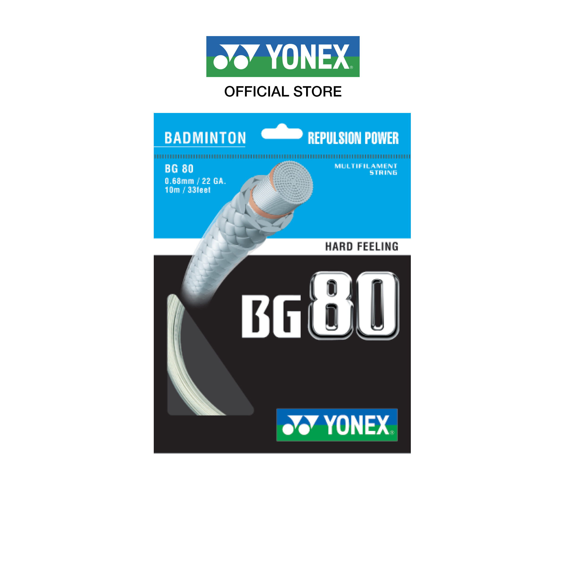 YONEX รุ่น BG80 เอ็นแบดมินตัน เส้นใยถักขนาด 0.68 มม. เส้นใยถักเคลือบด้วยสาร CUP - STACK CARBON NANOTUBE