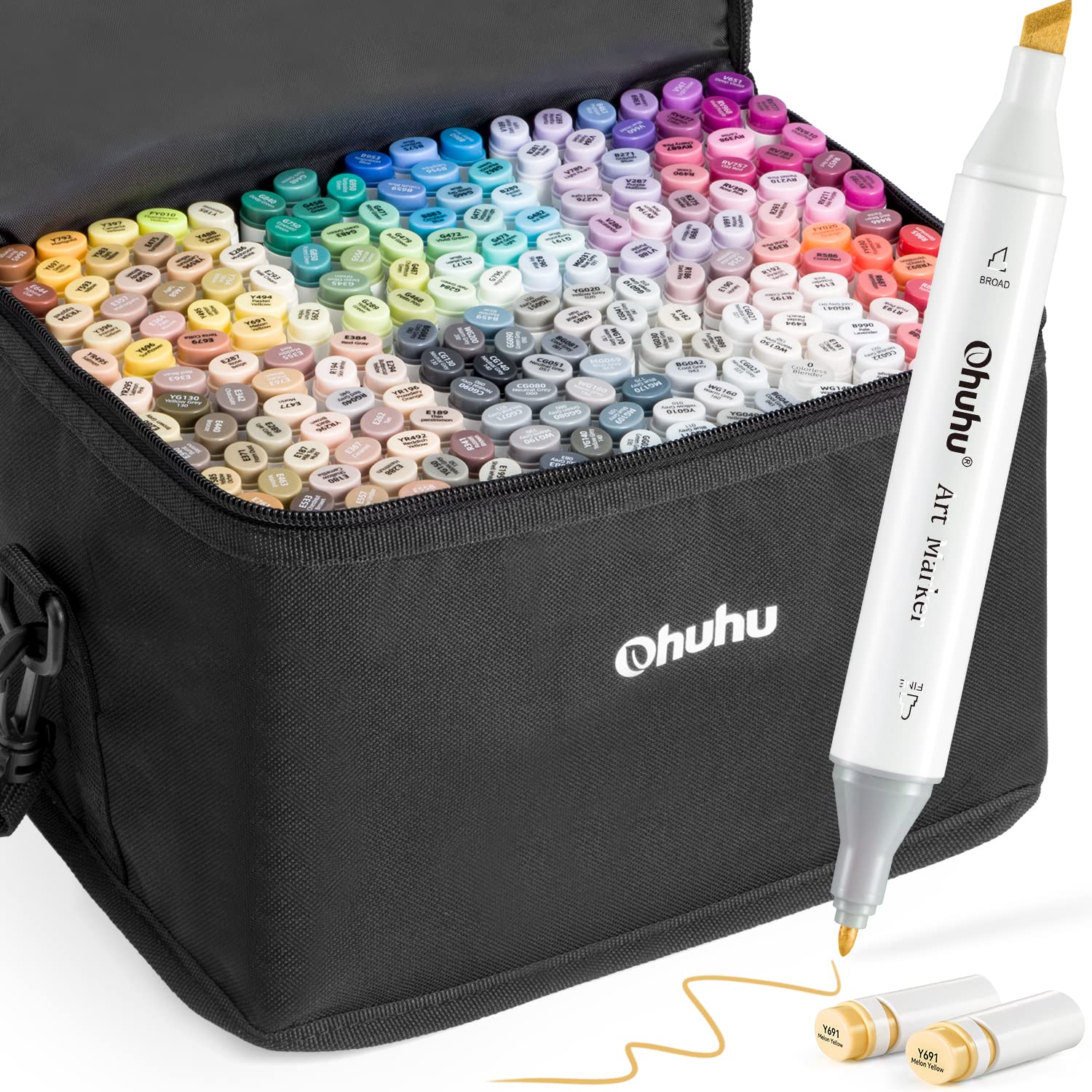 Alcohol-based Sketch Markers for Drawing Sketching Great Christmas Gift Idea Ohuhu Double Tipped Marker Set for Kids Adults Coloring 160 Colors Alcohol Art Markers Bonus 1 Colorless Marker Blender 