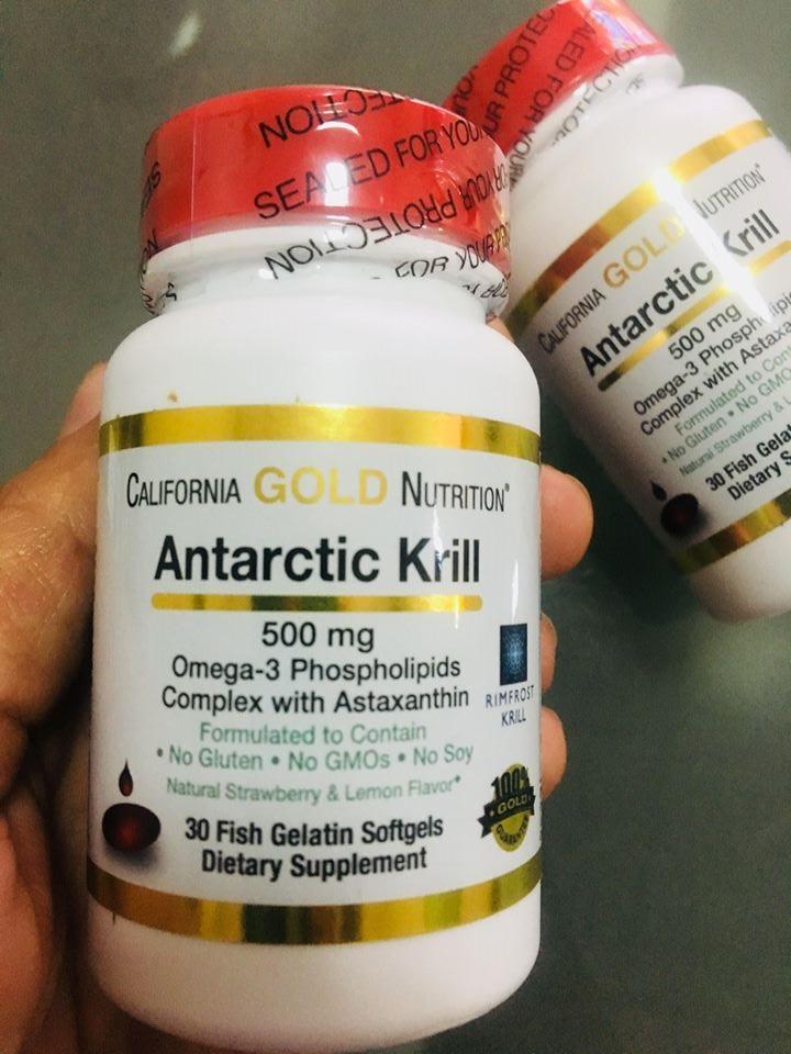 Krill Oil น้ำมันคริลล์จากแอนตาร์กติกา with Astaxanthin, RIMFROST, Natural Strawberry+Lemon Flavor, 500 mg, 30 Fish Gelatin Softgels (California Gold Nutrition)