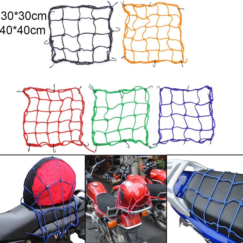 SDG 3030cm/4040cm Good Elasticity Hooks Tank Protection 5 colors Cargo Mesh Motorcycle Equipment Rope Pocket Helmet Net