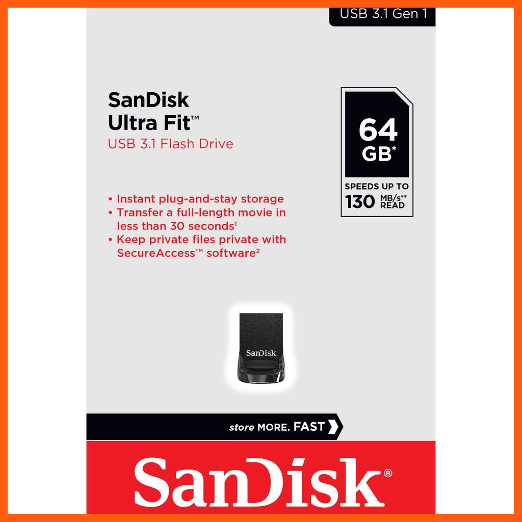 ✨✨#BEST SELLER🎉🎉 SANDISK ULTRA FIT แฟรชไดร์ฟ USB 3.1 ความจุ 64GB (SDCZ430-064G-G46) อุปกรณ์จัดเก็บข้อมูล (STORAGE & MEMORY CARD ) STORAGE MEMORY CARD อุปกรณ์จัดเก็บข้อมูล Memory Card เม็มโมรี่การ์ด Compact Flash