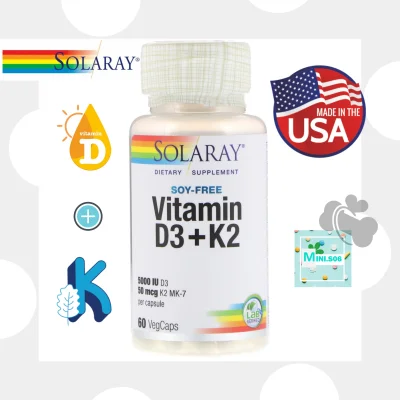 Solaray, Vitamin D3 + K2 60 Veg Caps