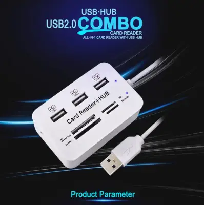 USB 2.0 3-Port HUB + MS/MS PRO DUO/SD/MMC/M2/Micro SD Card Reader Combo