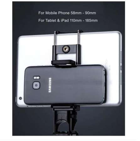 คลิปหนีบหัวขาตั้งกล้อง ใช้กับสมาร์ทโฟน/แท็บเล็ต Mobile Phone Selfie Double Clip Bracket Holder Tripod Monopod Stand Mount Adapter for Ipad Pad Phone Multifunction