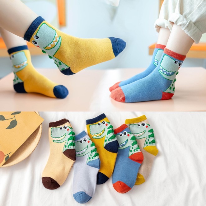 [แพ็ค 5 คู่] ShopAt.Two ถุงเท้าเด็ก ถุงเท้าผ้าฝ้ายเด็ก 1-12 ปี ไม่มีกันลื่น (SC-0041)