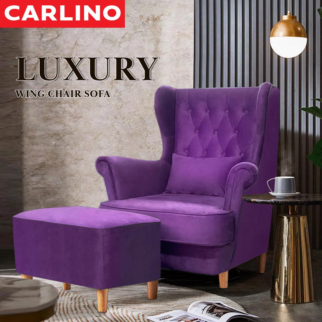 MR. CARLINO DUKE WING CHAIR SOFA โซฟา โซฟาที่วางเท้า หรูหรา พร้อมสตูล