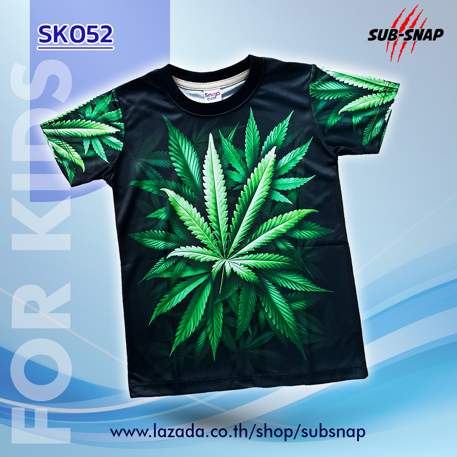 SNAPCAT SK052 เสื้อยืดเด็กอายุ 4-10 ปี เสื้อแฟชั่นเด็ก เสื้อยืดคอกลม เสื้อผ้าแฟชั่น เสื้อยืดพิมพ์ลาย GreenTea