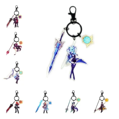 Cute Genshin Impact Kaedehara Kazuha Sangonomiya Koko Cosplay Acrylic Anime Keychain Accessories Pendant Key Ring Game Fans Gift