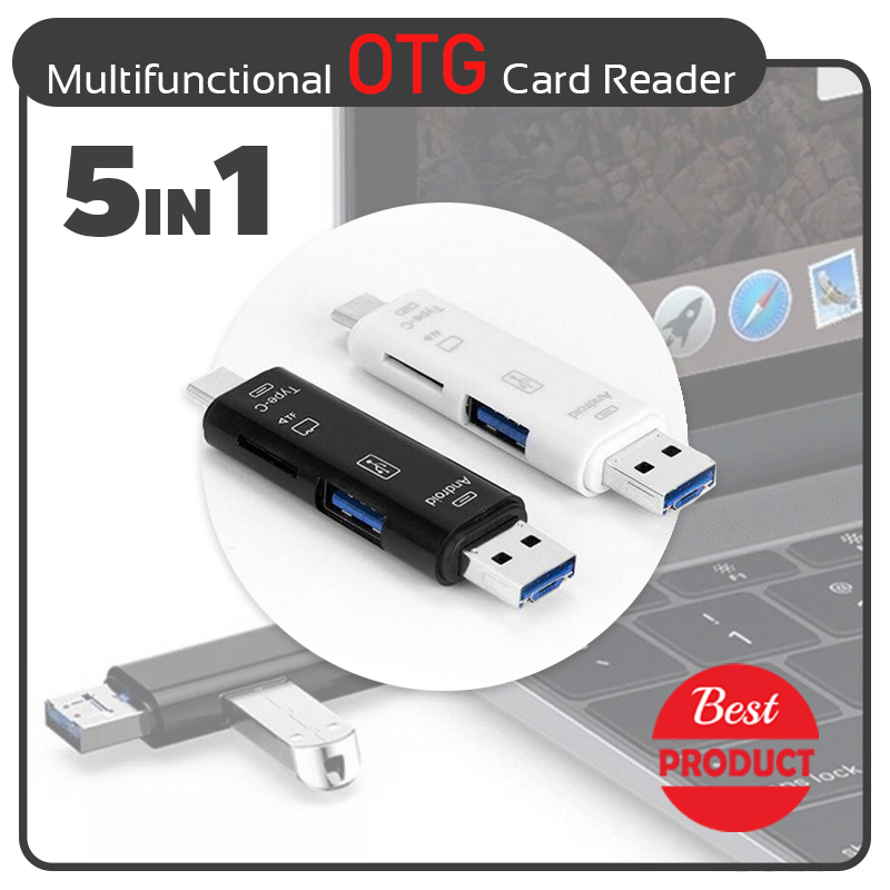 การ์ดรีดเดอร์ เชื่อมต่อโอทีจี Type C & micro USB & USB 3 In 1 OTG Card Reader (USB3.0) High-speed Universal OTG TF for PC Notebooks Smartphones Tablets with OTG Function