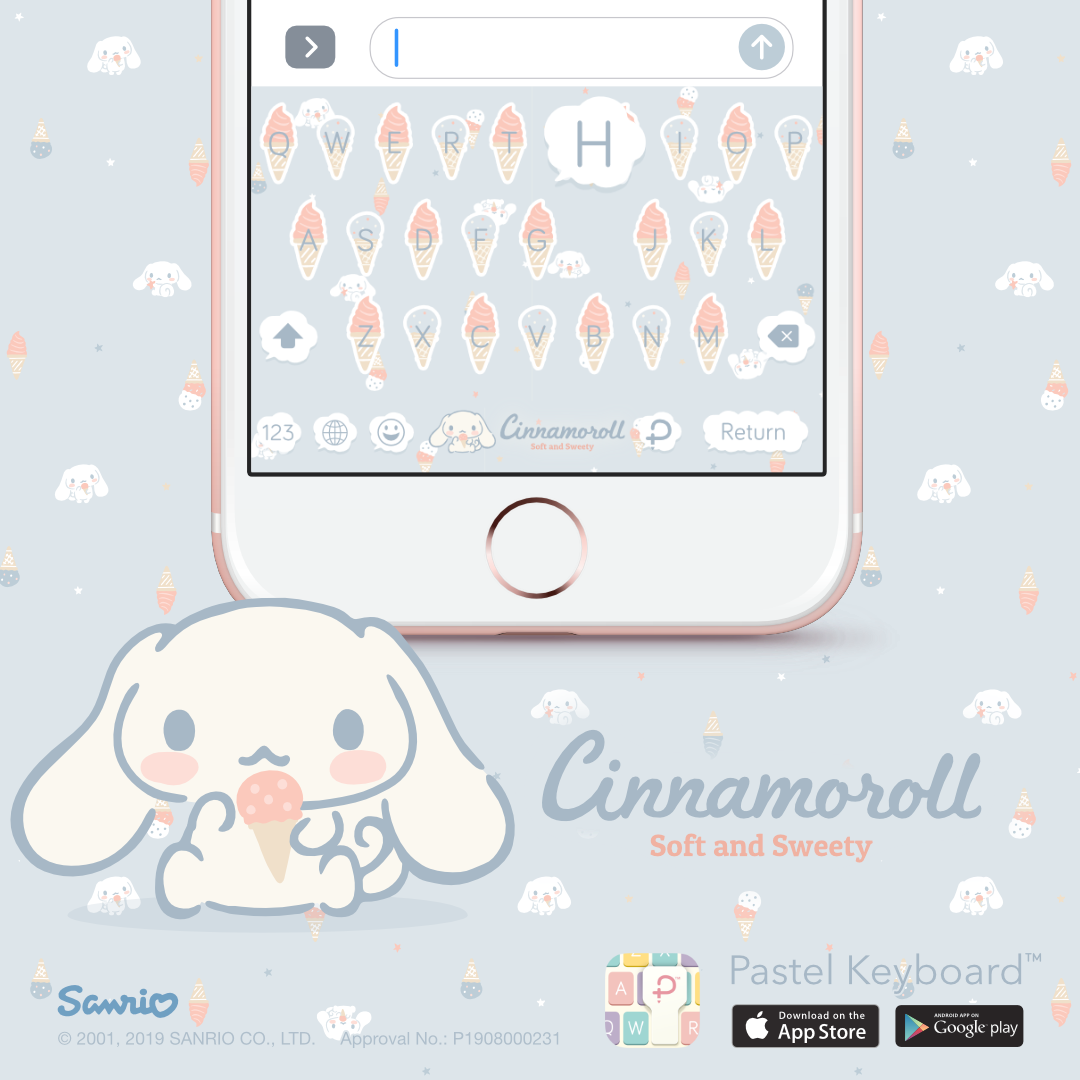 Cinnamoroll Soft and Sweety Keyboard Theme⎮ Sanrio (E-Voucher) for Pastel Keyboard App