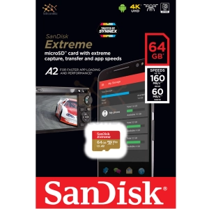 สินค้า SanDisk Extreme microSD Card 64GB Read 160 MB/s Write 60 Mb/s (SDSQXA2-064G-GN6MN) ไมโครเอสดี การ์ด Memory Action Camera เมมโมรี่ กล้องแอคชั่น กล้อง โกโปร แซนดิส รับประกัน Lifetime โดย Synnex