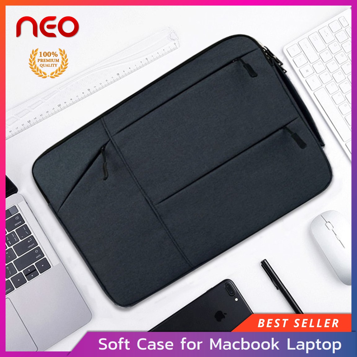 NEO กระเป๋าใส่โน๊ตบุ๊ค11.6,12.5, 13.3, 14-15, 15.6นิ้ว  เคสMacbook Air Pro Surface เคสโน๊ตบุ๊ค ซองแล็ปท็อป กันน้ำ กันรอย กันกระแทก Laptop Bag  Macbook Sleeve Case 13.3, 14-15, 15.6 inch