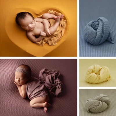Stretch Waffle Wrap Blanket For Newborn Photography Props Photo Shoot Accessories Baby Fotografia Photoshoot Background blanket