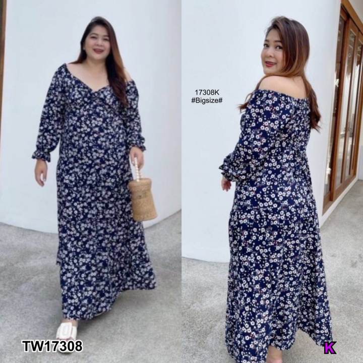 เดรส #Bigsize คอวีลายดอกไม้ TT17308 – No Brand >>> top1shop >>> lazada.co.th 🇹🇭 🇹🇭 🇹🇭🛒🛍🛒