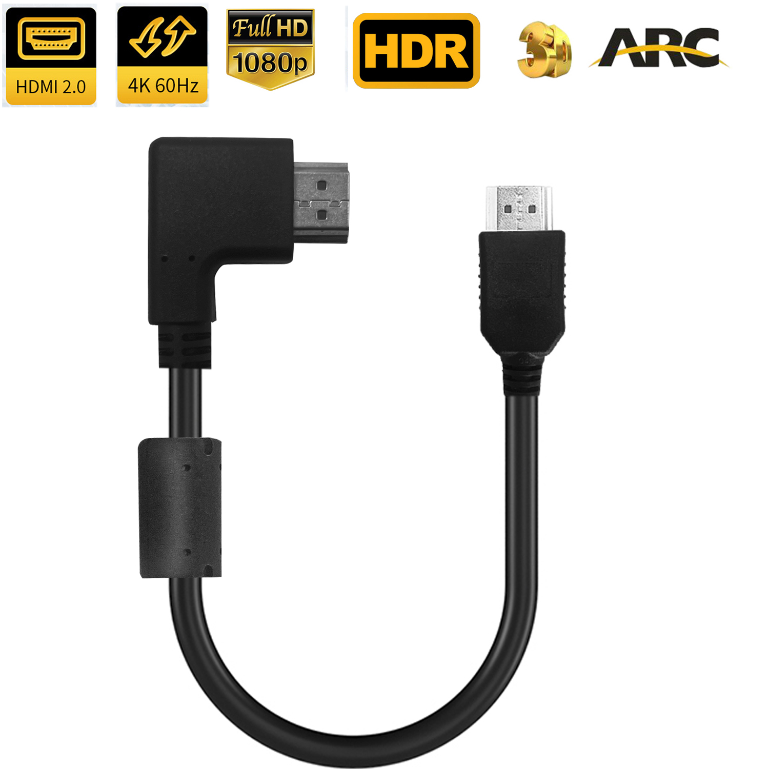 Angled HDMI 2.0 cable Short HDMI 2.0 cable Right Angled HDMI cable 4K 60Hz  90 degree HDMI 2.0 cable Angle HDMI cord lead HDR Earc ARC CEC