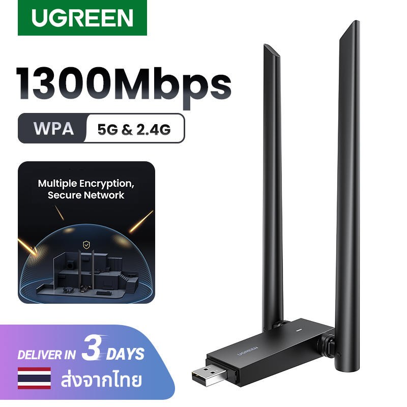 Louttary Adattatore WiFi USB 1300Mbps Dual Band – Dongle 5G/2.4G Con Antenna Per PC E Laptop