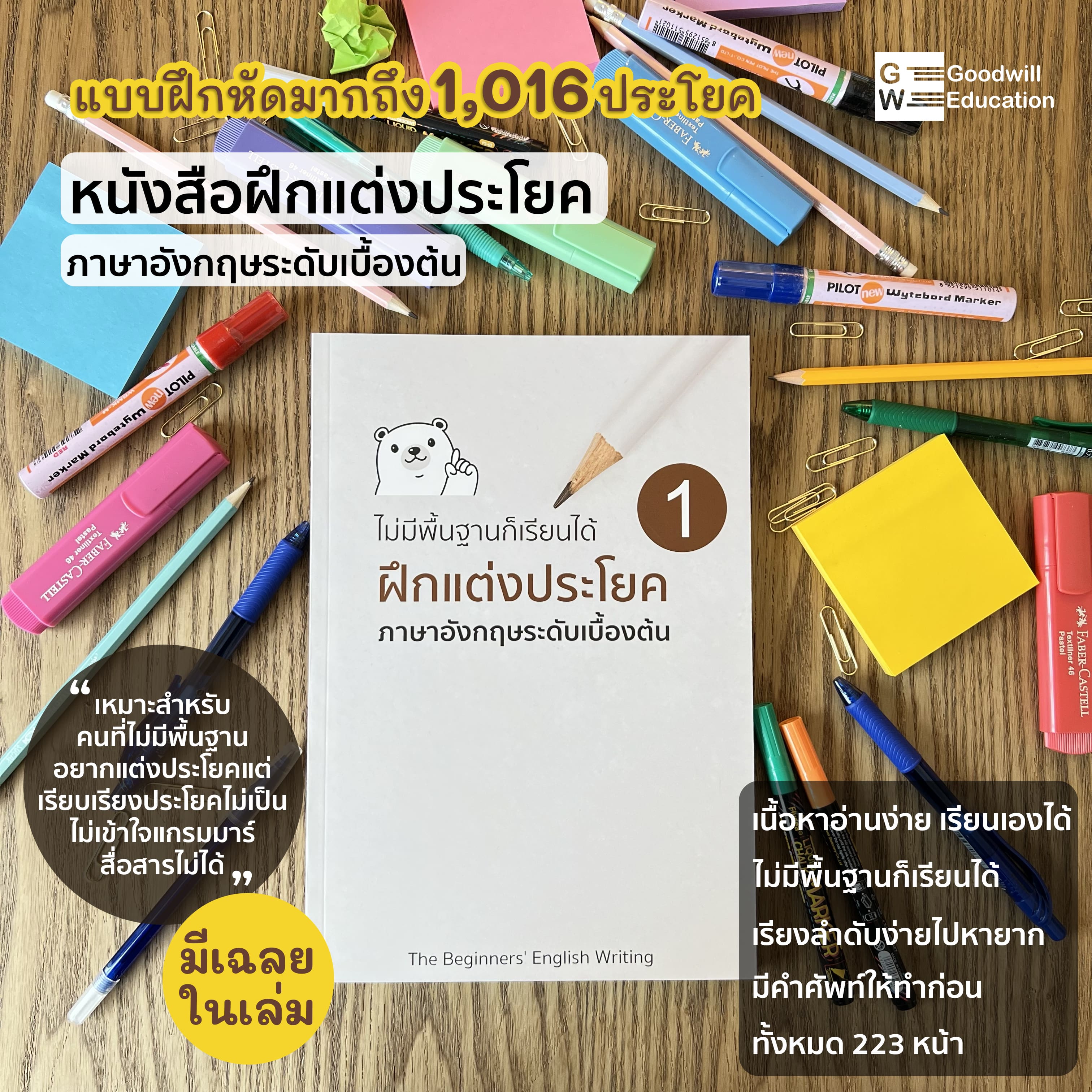 หนังสือฝึกแต่งประโยค ภาษาอังกฤษเบื้องต้น สำหรับคนไม่มีพื้นฐาน รู้ศัพท์น้อย  และต้องการเริ่มฝึกแต่งประโยค | Lazada.Co.Th