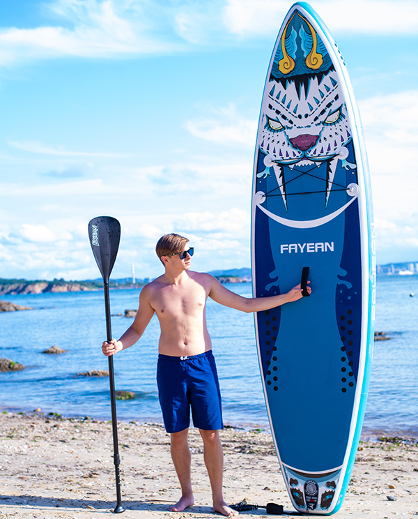 ????Stock 1-2 Days ???? SUP BOARD 320 CM - Fayean 10.6' -Size : 320 * 83 * 15 cm Paddle Board - บอร์ดยืนพายแบบสูบลม - Inflatable Paddle Set Tiger Design - Surf Board - Paddle Island - Air surf Board