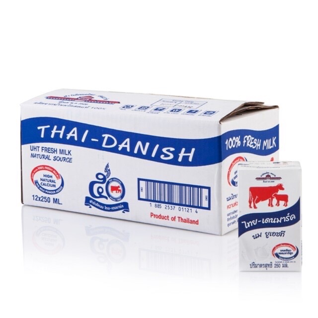 นมไทยเดนมาร์ค250มล. รสจืด ( 1 ลัง มี 12 กล่อง ) ขายยกลัง