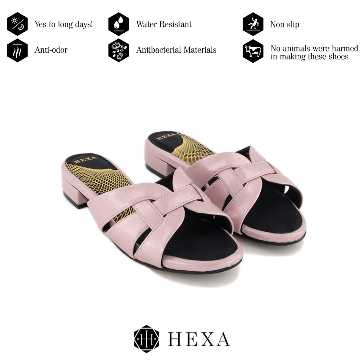 รองเท้าส้นเตี้ย 1 นิ้ว  HEXA รุ่น Iris สี ที่ปัดแก้มสีชมพู สี ที่ปัดแก้มสีชมพู