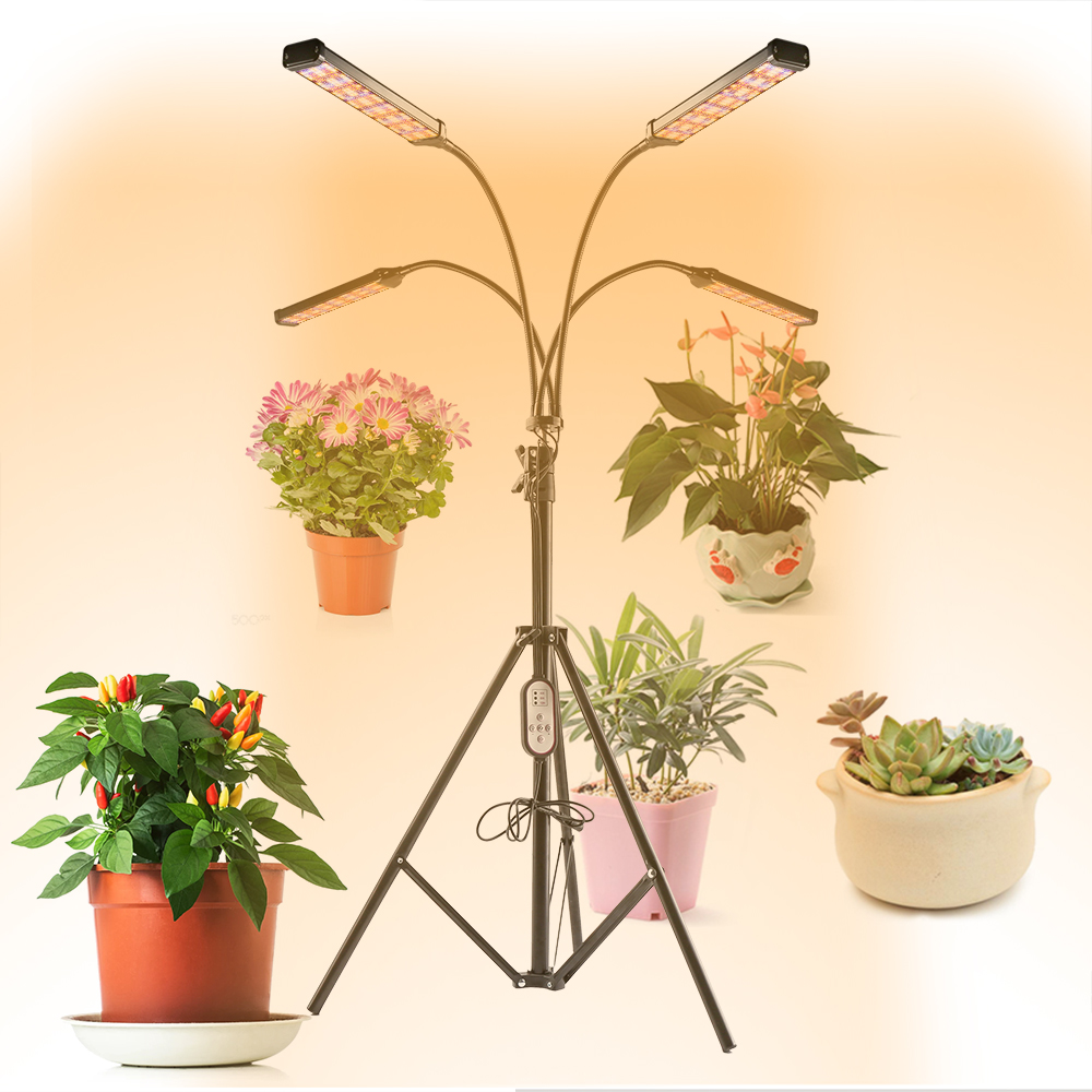 Newest LED Grow Light Full Spectrum Phytolamp 4 Head with Timer Plant ...