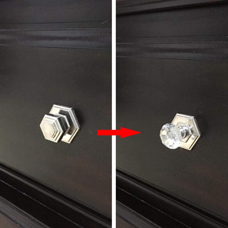 12 Pack Diamond Shape Crystal Ball Door Knobs Pull Handle for