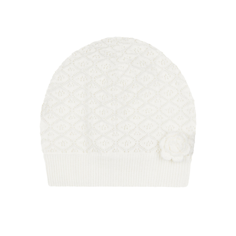 หมวกเด็ก mothercare cream corsage pointelle beanie hat TD237