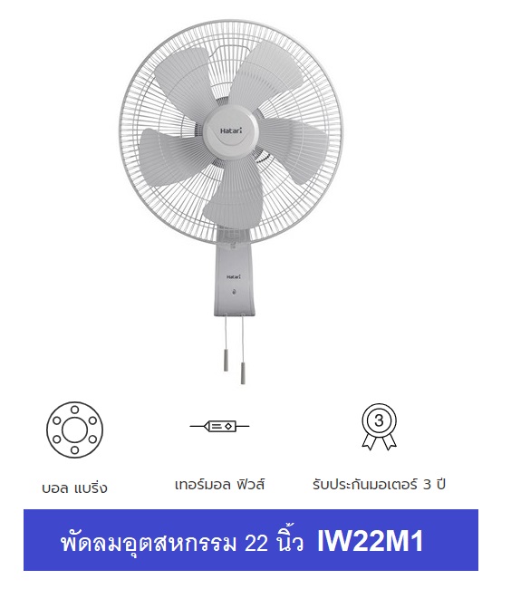 Hatari พัดลมอุตสาหกรรมขนาด 22 นิ้ว รุ่น IW22M1 สีเทา