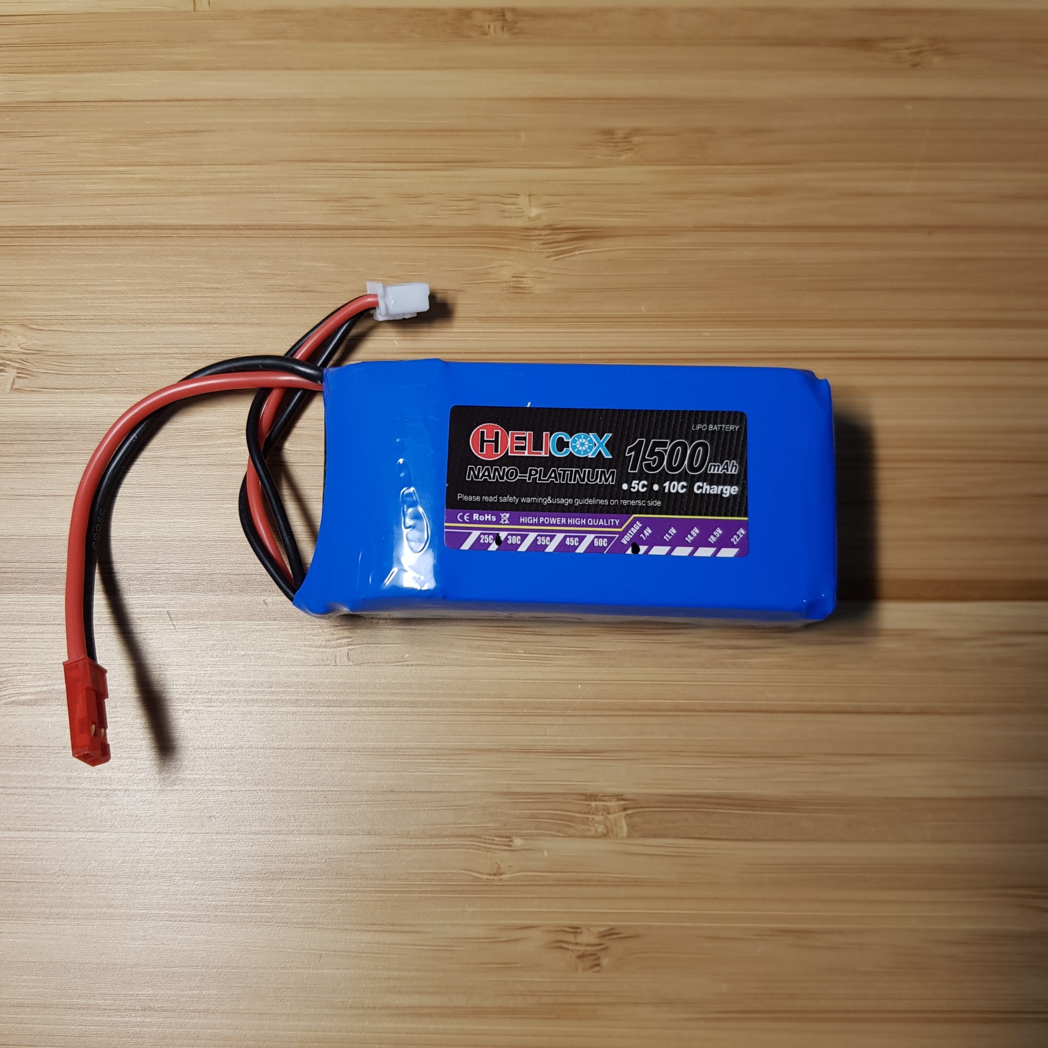 แบตเตอรี่ลิโพ​ Helicox 2S 7.4V 1500mAh แจ๊ค​แดง Battery Lipo 2S 7.4 V 1500 mAh สำหรับ​ของเล่น​บังคับ