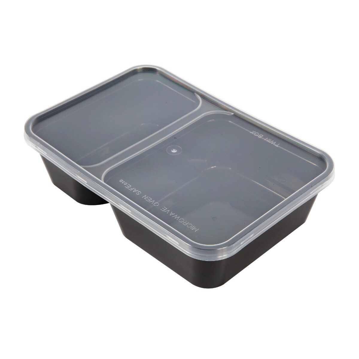 กล่องพลาสติกดำ 2 ช่อง+ฝา 500มล. 250 ใบ/ลัง ORO 003-03/Black plastic box, 2 compartments + lid, 500 ml, 250 pieces / crate ORO 003-03
