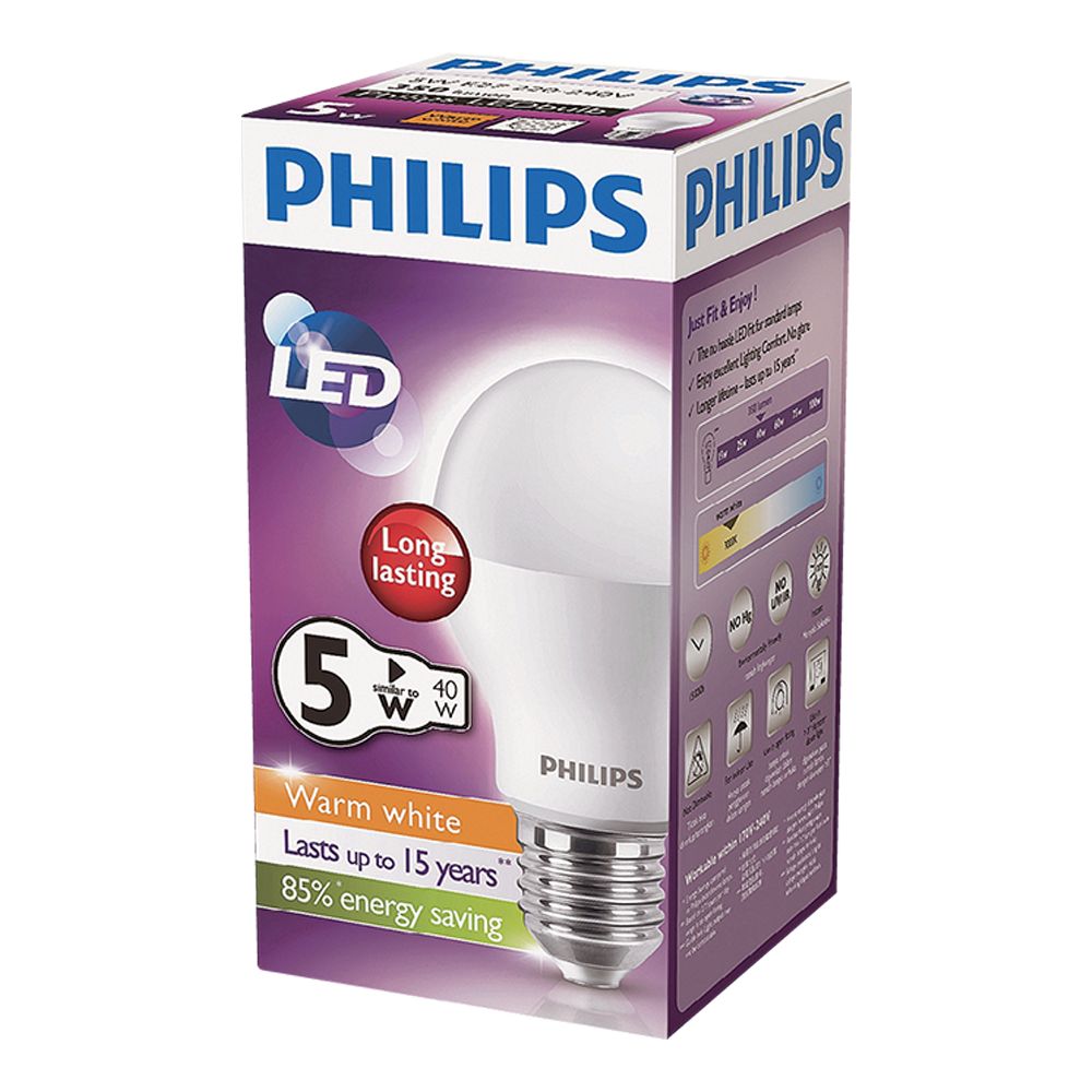 ฟิลิปส์ หลอดไฟขั้ว E27 LED 4 วัตต์ แสงเหลือง/Philips bulb E27 LED 4 watts Yellow light