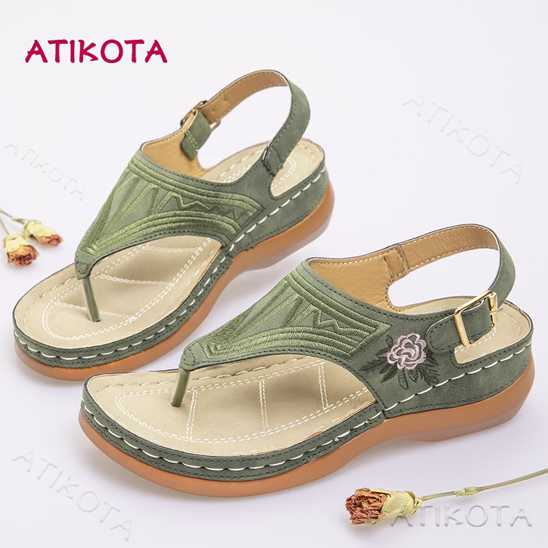 Atikota Shop รองเท้าแตะรัดส้นผู้หญิง รองเท้าแตะแฟชั่นผญ รองเท้าแตะเสริมส้นผญ