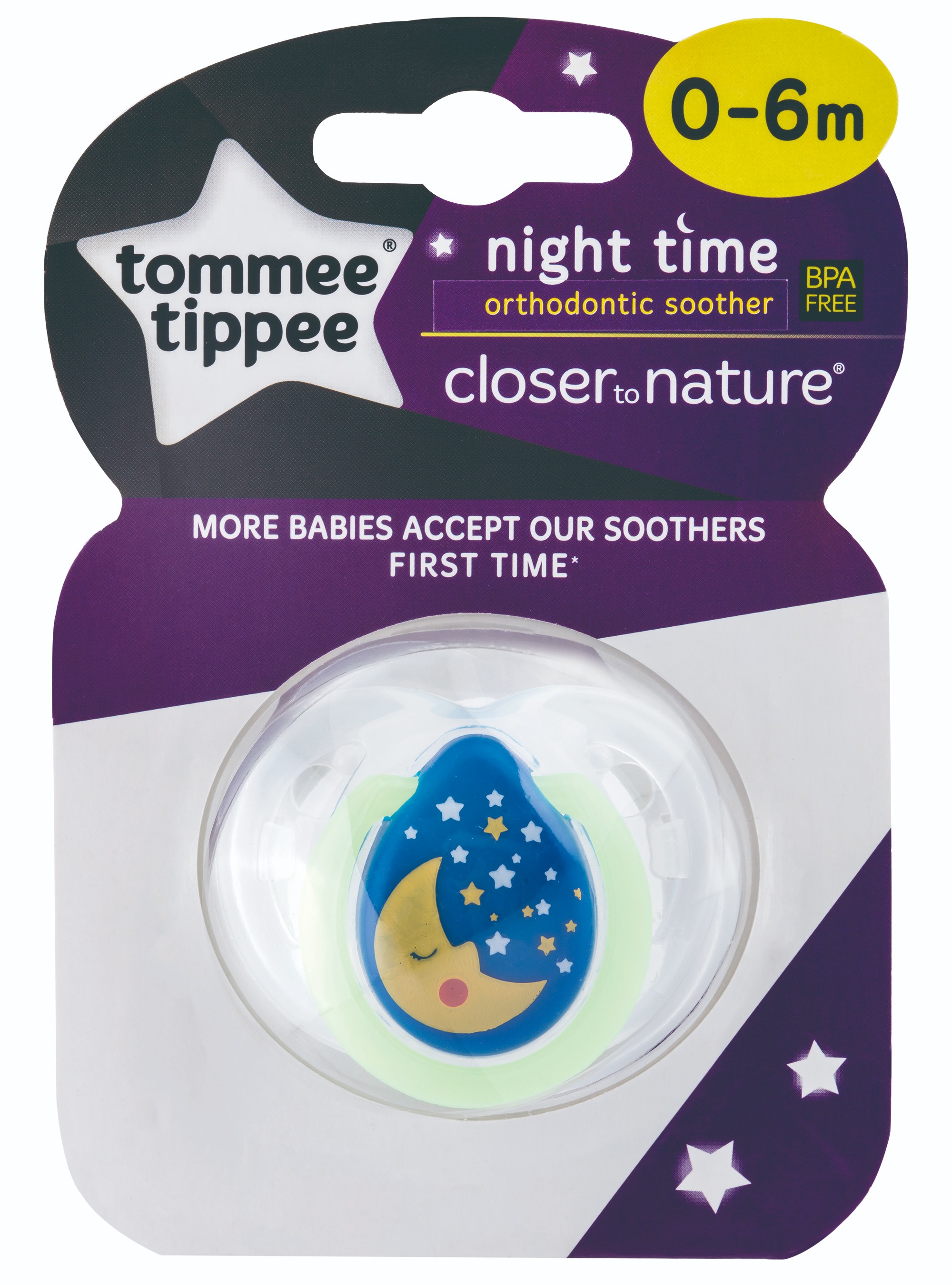 Tommee tippee Closer to Nature Night Time Soother ทอมมี่ ทิปปี้ จุกหลอก รุ่น Night Time สาหรับเด็ก 0-6 , 6-18 เดือน คละแบบ