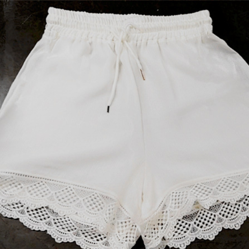 hanshi Women Lace UP Solid Shorts Casual Loose Short High Waist Hot