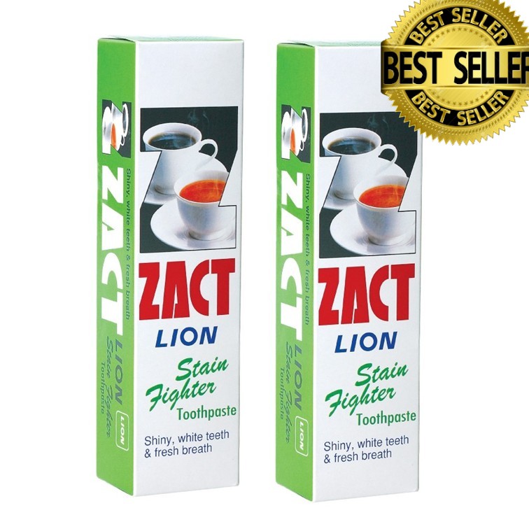 ZACT ยาสีฟันขจัดคราบ แซคท์ สูตรสำหรับผู้ดื่มกาแฟ และชา (กล่องสีเขียว) 160 กรัม 2 กล่อง ZACT Toothpaste removes zact formula for coffee and tea drinkers (green box) 160 g. 2 boxes