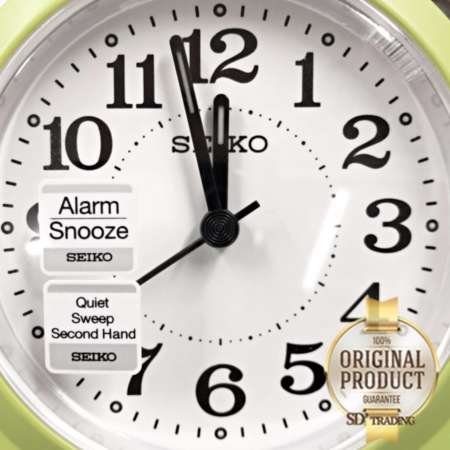 SEIKO นาฬิกาปลุก Alarm Clock (Snooze) QHE179M - สีเขียว/ขาว