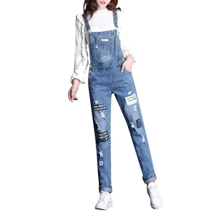 womens denim overalls wide leg