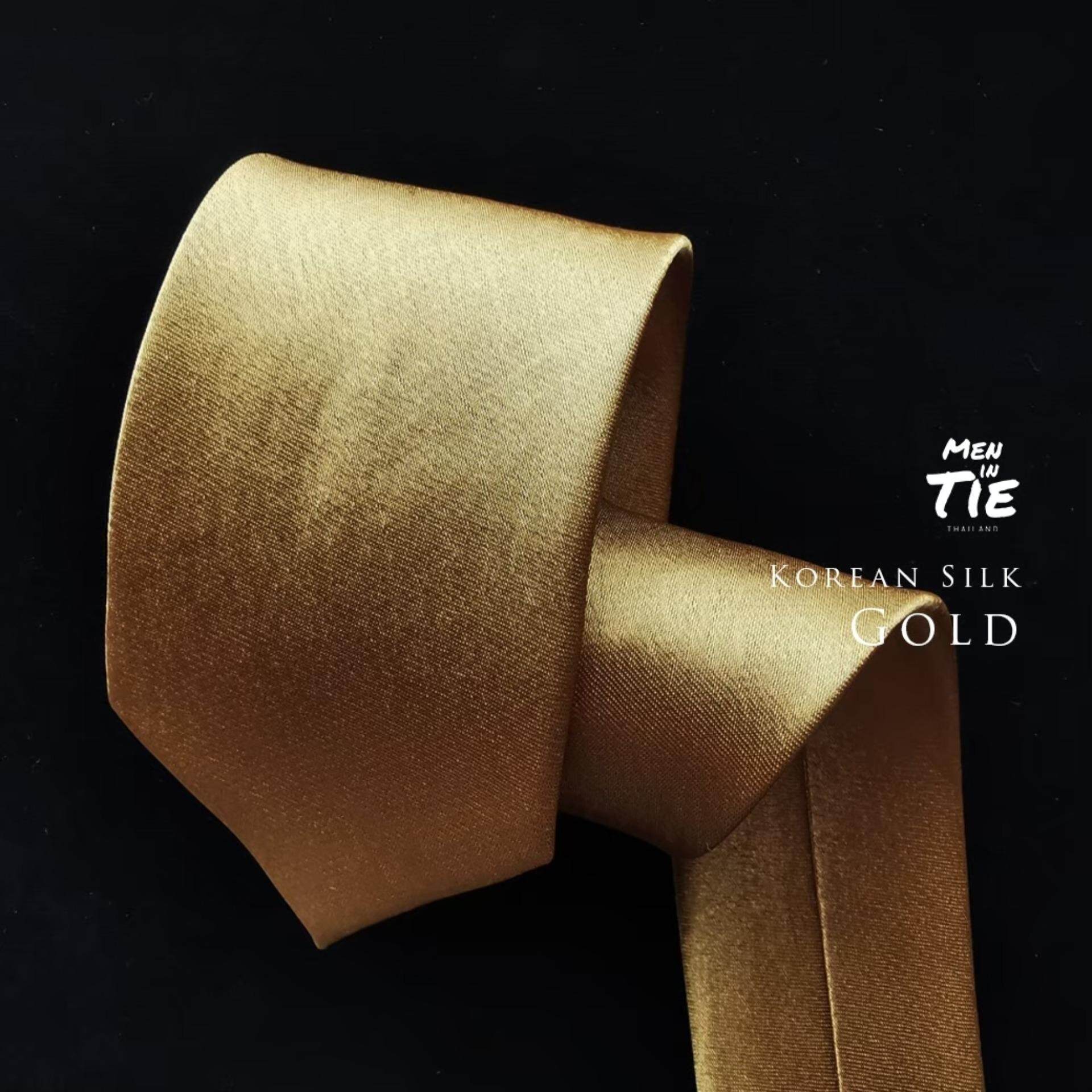 เนคไท สีทอง ผ้าไหมเกาหลี มันเงาวาว gold tie