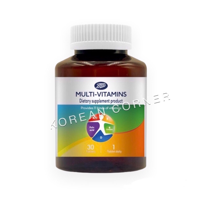 Boots Multi Vitamins วิตามินรวม 11ชนิด วิตามิน A, B, C, D และ Folic