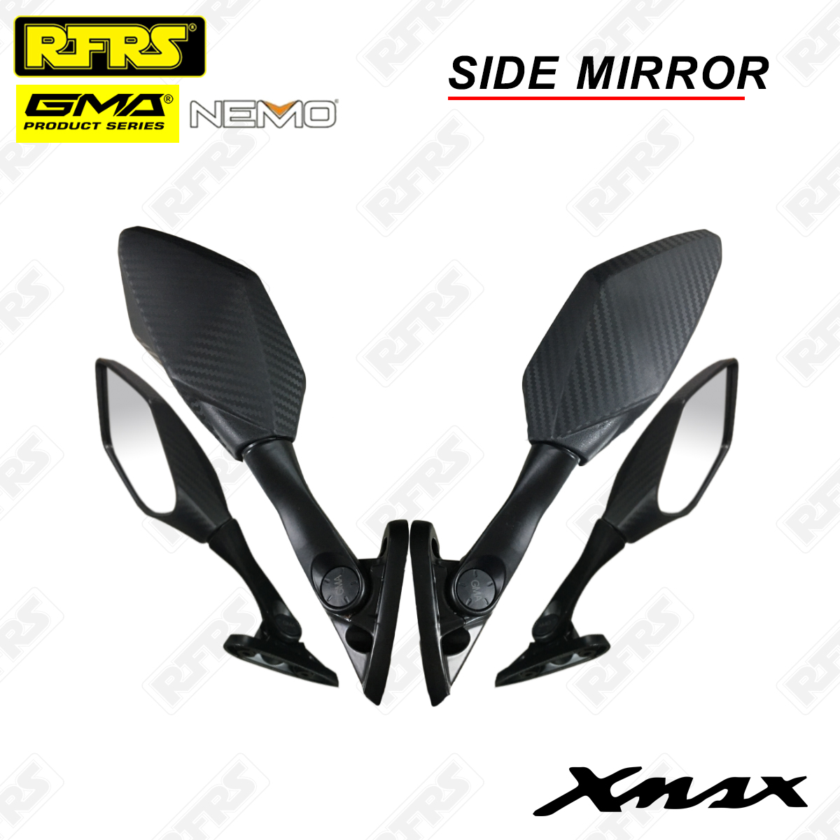กระจกR3 xmax300  สีดำลายเคฟล่า  สินค้านำเข้าจากต่างประเทศ