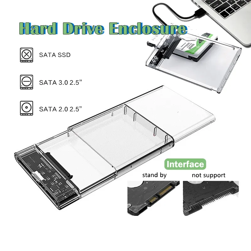 ภาพหน้าปกสินค้ากล่องใส่HDDแบบใส กล่องใส่ฮาร์ดดิสก์ มีไฟ LEDแสดงสถานะการทำงานHard disk SSD 2.5นิ้ว USB3.0แรง Hard Drive Enclosure(ไม่รวม HDD)D75 จากร้าน Daily_Mall.TH บน Lazada