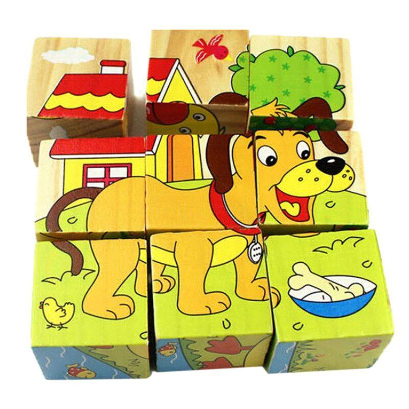 จิ๊กซอร์3Dรูปสัตว์น่ารักส่งเสริมการเรียนรู้ของเล่นเพื่อการศึกษาสำหรับเด็ก. จิ๊กซอร์3มิติสำหรับเด็กๆๆ   6-Sided 9-Pc 3D Wooden Puzzle Blocks, Learning Educational Kids Toy สี สัตว์ป่า2 (Jungle Animal) สี สัตว์ป่า2 (Jungle Animal)