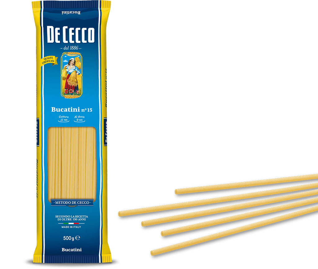 พาสต้า บูคาทีนี่ เบอร์.15 - ดีเชคโก้, 500 กรัม Pasta Bucatini No.15 - De Cecco, 500 grs