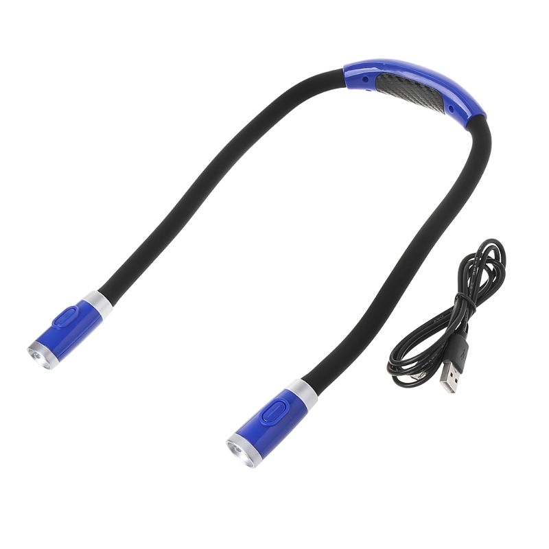 J2FB Rechargeable Neck LED Book Light Hands Free Flexible Arms Bed