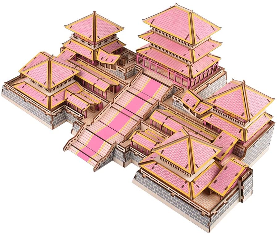 DIY 3D Puzzle โมเดลบ้านจีน,Afang Palace อุปกรณ์เสริมไม้ประกอบจิ๊กซอว์เหมาะสำหรับเด็กอายุ7ปีขึ้นไปหรือผู้ใหญ่เป็นมิตรกับสิ่งแวดล้อมและปลอดสารพิษ
