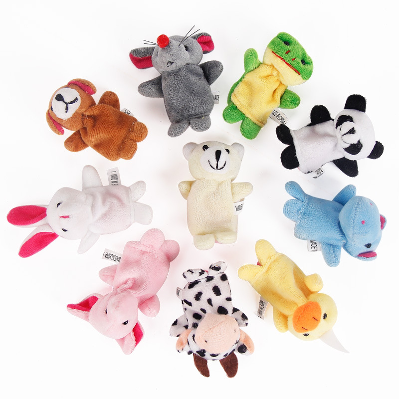 หุ่นนิ้วมือสัตว์โลกน่ารักชุดของเล่นเด็ก 10 ชิ้น   Cute Animal Finger Puppets Set Childrens Toy, 10-Pc