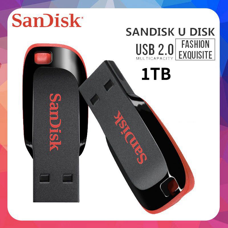 แฟลชไดรฟ์2TB SanDisk Cruzer Blade ยูเอสบีแฟลชไดรฟ์ Key Thumb Drive หน่วยความจำ2000GB แฟลชไดรฟ์ Disk