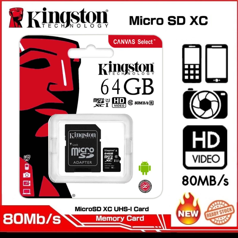 ภาพหน้าปกสินค้าเมมโมรี่การ์ด Kingston memory card microSD Card 64GB Class 10 U1 A1 80MB/s (SDC10/64GB) การ์ดหน่วยความจำ คิงส์ตัน