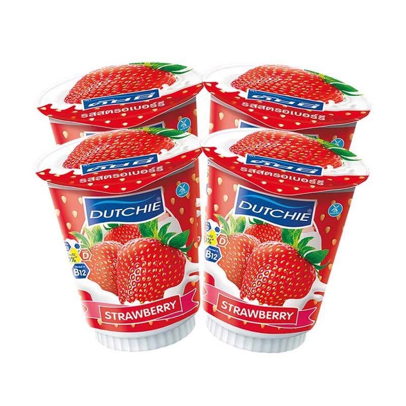 ดัชชี่ โยเกิร์ต รสสตรอว์เบอร์รี 135 กรัม x 4 ถ้วย/Dutchy Yoghurt Strawberry 135g x 4 cups