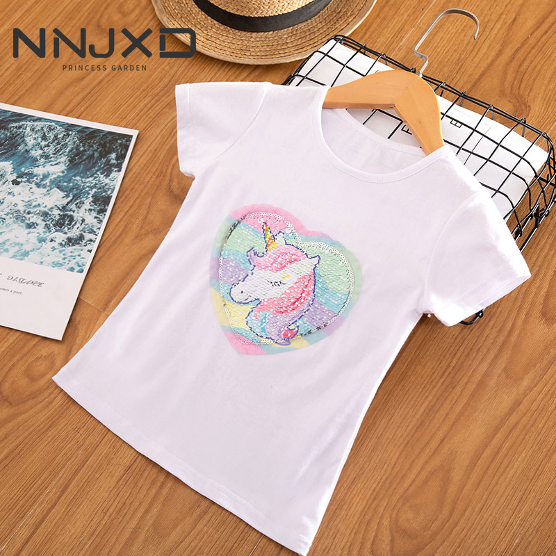 NNJXD 2021ใหม่10รูปแบบฤดูร้อนเด็กแฟชั่นเสื้อแขนสั้นเด็กการ์ตูนUnicornพิมพ์ผ้าฝ้ายเสื้อยืดลำลองสำหรับ2-7ปี